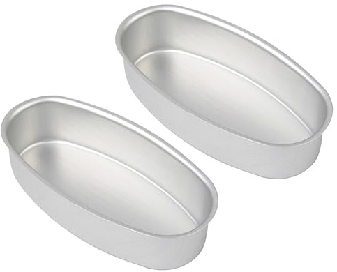 Abaodam 2Pcs Oval Baking Tray Bread Mold Made of High Temperature Resistant Aluminum Alloy for Professional Cake Shop Baking and Home Use in Silver