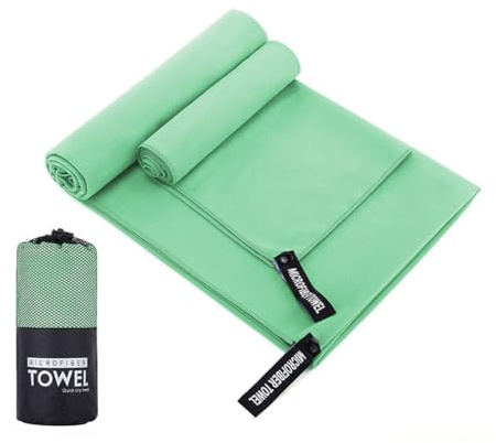 Tuechilles Microfibe Sports Towels Quick Dry Towel Lightweight Microfiber Travel Towels w/Bag - Fast Drying Towel Set, for Beach, Gym, Sports, Yoga & Swim Use, Green 30x60inch(1Pcs)