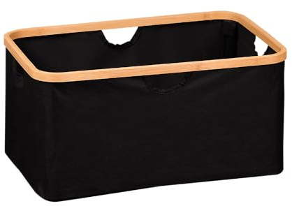 Kesper | Aufbewahrungskorb, Material: Bambus, Polyester, Maße: 54 x 37 x 26 cm, Farbe: Schwarz, Braun | 19436
