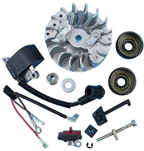 Pièces de rechange pour outil électrique extérieur - Interrupteur d'arrêt - Bobine d'allumage - Tendeur de chaîne - Joints d'huile pour tronçonneuse 137 137E 142 142E avec levier d'étranglement pour