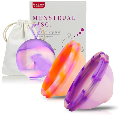 2 Pezzi di Disco Menstruale, Coppa Mestruale con Periodi Della Dimensione M+L, Tazza Mestruale Riutilizzabile Realizzata in Silicone Medico al 100% per Donne Sport, Nuoto e Intimità Attive