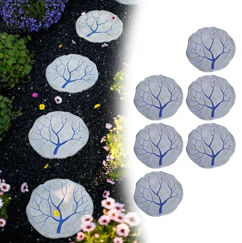 Trittsteine für Garten Runder Terrassen-Rasen-Trittstein 3 Stück 6 Stück, Dekorative Steine für Den Gartenhof Im Chinesischen Stil, Pflastersteine mit Baumstammmuster, Outdoor-Ornament ( Color : 6-Pac