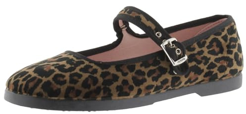 Victoria Ballerinor Gong Fu sammet med djurtryck och matchande rör och spänne 1080117 för kvinnor, Leopardo, 41 EU
