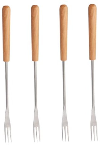 Amosfun 4stücke Lange Griff Gabel Edelstahl Grill Käse Fondue Gabel Mit Holzgriff Für Käsefondue Und Geröstete Marshmallows
