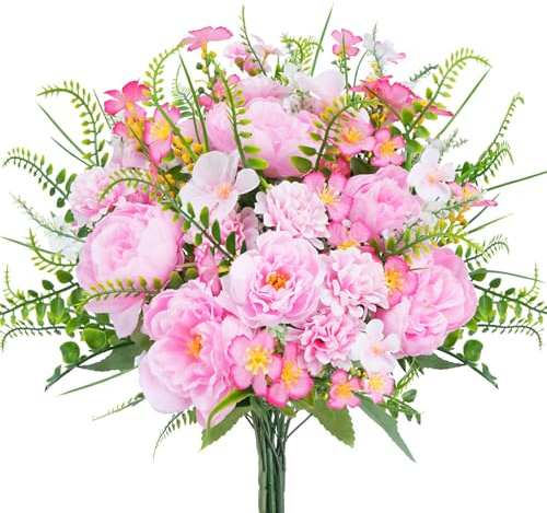 Fairblo Kunstblumenstrauß Rosa Pfingstrosen Hortensien Künstlich Blumenstrauß Seidenblumen Frühling Kunstblumen wie Echt Künstliche Blumen Deko Frühlingsblumen für Vase Tischdeko Hochzeit