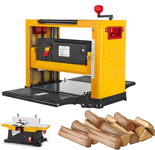 13In Electric Woodworking Planer, Equipped with 6In Bench Top Wood Planing Machine, Adjustable Cutting Depth 1-3mm, Single Planing Height 6-160mm, Width 330MM, 8000rpm/min Speed, for Wood Cutting