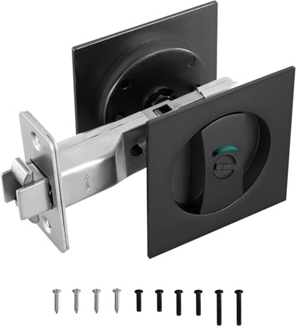 Cerradura de puerta de bolsillo, cerradura de puerta corredera de cavidad con indicadores de color y tirador empotrado para puertas interiores y externas