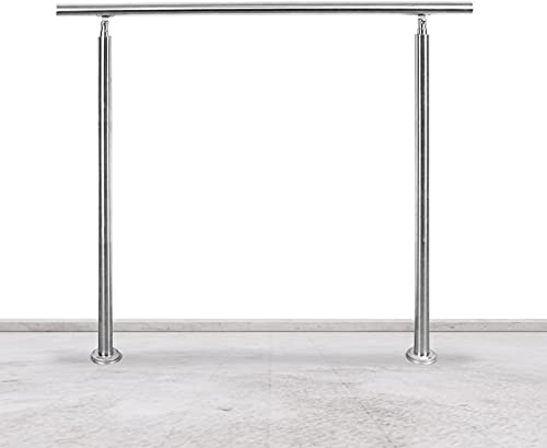 Lospitch Barandilla de acero inoxidable, pasamanos para escaleras, interior y exterior, barandilla para balcón, parapeto, escaleras, ángulo ajustable, diámetro de 42 mm (180 cm, 0 travesaños)