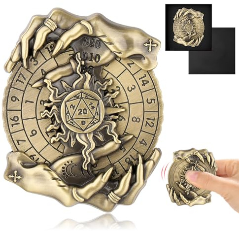 Shadow Claws Roulette Würfel Spinner für DND Würfel Set, 7-in-1 Drachen Metall D&D Würfel mit Geschenkkassette für Dungeons and Dragons Spiel, RPG Rollenspiel Tischspiel Geschenke (Schwarz-Gold)