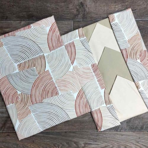 Tovaglia con Tovaglioli in 100% Cotone per 6-12 persone, Servizio da tavola, Made in Italy - Art. Simmetrie (Sabbia, x12 (150 x 240 cm))