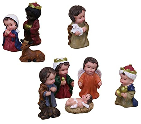 Amosfun 2 Set Di Ornamenti Per La Natività Stalla Per La Natività Decorazioni Natalizie Adesivi Natalizi Disposizione Della Scena ia Statuette Scena Della Per
