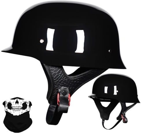 Motorrad Halbhelm Retro Halbschalenhelm Retro Deutsche Motorradhelm mit ECE Genehmigt, Vintage Offenem Helm Jet-Helm Für Männer Und Frauen Fahrrad Cruiser Chopper Moped Roller