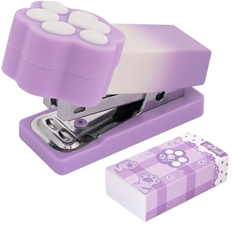 TOCCOOL Cat Claw Design Mini Stapler, Purple Gradient Desktop Stapler with Staples, 2-15 Sheets Capacity, Small Cute Stapler for Desk, Gift for Student or Office Use (Purple)
