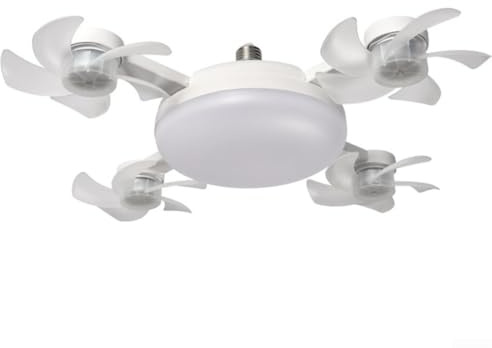 Ventilatore da soffitto a LED con telecomando, 3 velocità, dimmerabile, 45 cm, con timer per camera da letto (quattro teste)