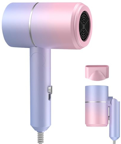 Afenau Travel Hair Dryer, Foldable Travel Hairdryers Lightweight with Concentrator, Small Travel Hairdryers for Women with 2 Heat and Cool Button, Mini Hair Dryer for Home Salon