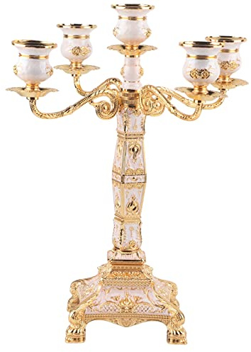 Candélabre en métal, 5 Armes candélabre Hauts bougeoir chandelle doré chandelle élégante Stand de bougeoir pour la Table de Table de Mariage de Mariage décoration