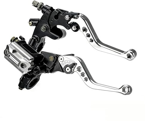Anhoer 2Pcs Motorcycle Brake Clutch Lever 7/8 Universal Motorcycle Handlebar Master Cylinder Levers 22mm Cylinder Reservoir Levers Left & Right Handle Clutch Lever Set (Silver)