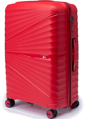 Xonic® Hartschalenkoffer L für 65L - Bruchsicherer Rollkoffer Polypropylen mit 360° Doppelrollen & TSA-Schloss - Reisekoffer Rot