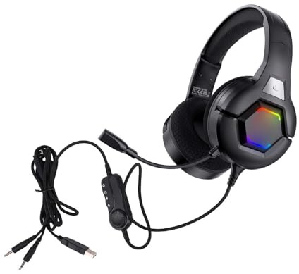 Pretfy 3.5mm Gaming Headset with Rich Stereo Sound, Userfriendly Comfort for Smartphone, Laptop, Desktop PC - Gaming Headset for Adults (Black)