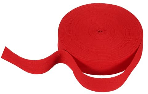 QUARKZMAN Cintas Bies Rojo, 30mm x 21m Cintas al Sesgo Algodón Correa de Sarga de Dobladillo Rollo de Trama Espiga para Coser Tejer Manualidades Costura Bricolaje Regalo Envoltura
