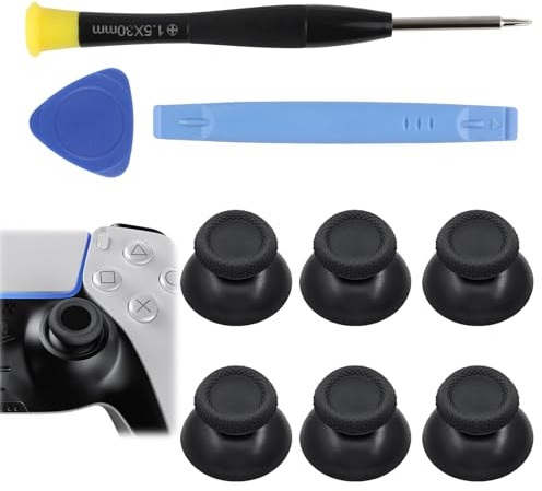 Joystick Thumbstick Replacement Compatible with PS5 Controller, HAVIRI Thumbsticks Repair Kit with Thumb Grips Caps, Screwdriver, Triangle Paddle and Pry Tool for PS5 Joystick Replacement