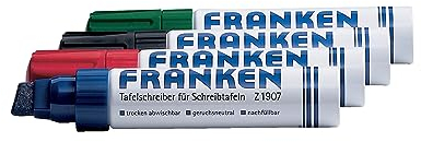 FRANKEN Board-Marker, nachfüllbar, 4-12 mm Keilspitze, 4 Stück, farblich sortiert, Z1909