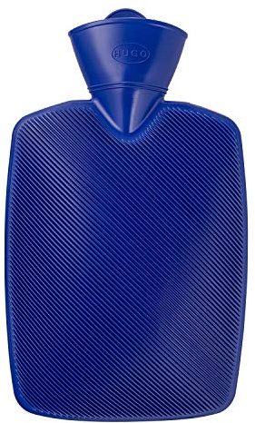 Hugo Frosch Wärmflasche Klassik 1,8 l Halblamellenstruktur Blau | Große Bettflasche Made in Germany, auslaufsicher & langlebig, optimale Wärme-Speicherung & Abgabe, hochwertige Verarbeitung