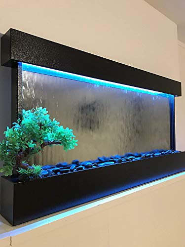 Jersey Home Decor Wall Waterfall XL 47 Wide x 24 Tall Wall Hanging Waterfall, Mirror backgr, Color Lights Remote Ctrl