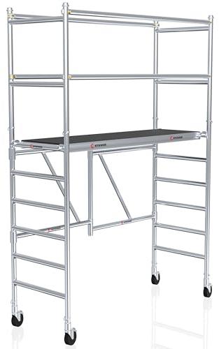 Stuver Scout Z 190 Rollgerüst 3,80 Meter - [Klappbar platzsparend] Gerüst - Fahrbares Baugerüst - Arbeitsgerüst fahrbar aussen - Komfortable Arbeitshöhe - Alu Leitergerüst - Klappgerüst