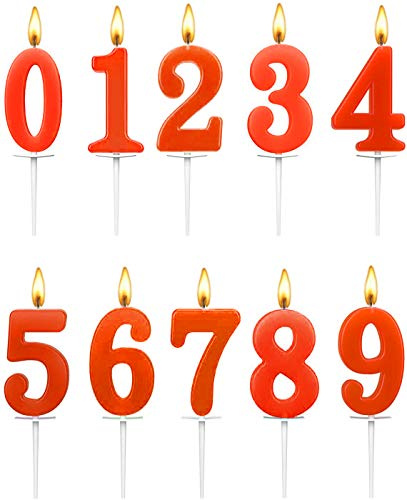 10 Count Number Candles, Birthday Cake Candles Colourful Candle, Number 0-9 Cake Topper Decoration Candles Number 0 1 2 3 4 5 6 7 8 9 For Birthday Wedding Anniversary Party Celebration