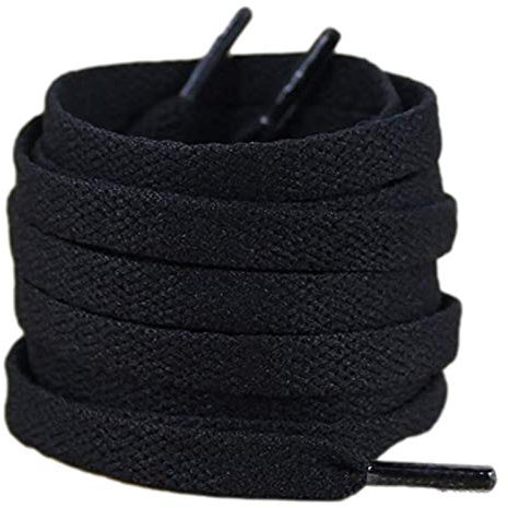 AMABILEMIA 4 paia Lacci Piatti per Scarpe da Ginnastica Stringhe Scarpe Sportive Lacci per Sneakers Resistenti Larghezza 8 mm 100% Poliestere (Nero, 100 cm)