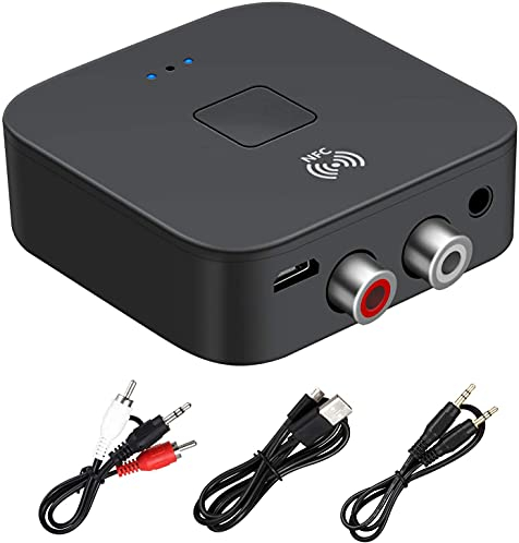 Adattatore Ricevitore Audio Bluetooth 5.0,NFC Bluetooth 5.0 Récepteur RCA,Altoparlante di Ingresso AUX o RCA da 3,5 mm,Audio per Auto, Cuffie,Sistema Home Stereo,ricevitori di componenti Audio Stereo