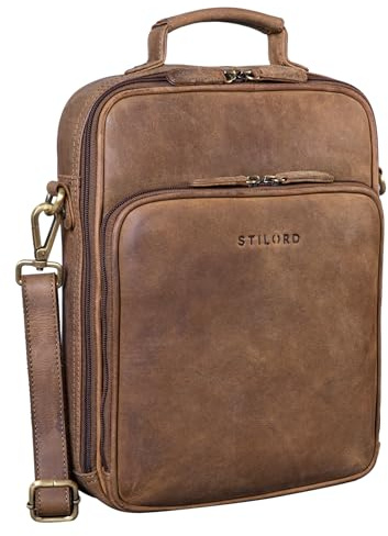 STILORD Can Männer Tasche Leder groß Vintage Herrentasche Umhängetasche 13,3 Zoll Cross-Body Bag Leder Unikat für den modernen Mann Echtleder Farbe:mittel - braun