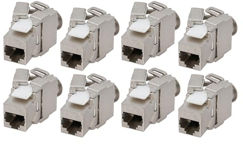 BIGtec 8 unidades Keystone módulo CAT6a Jack adaptador apantallado Snap In montaje CAT.6a 500 Mhz 10 GBit/s Ethernet Cable de conexión.