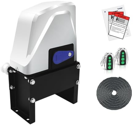TOPENS CK1100 Automatic Sliding Gate Opener Chain Drive Electric Gate Motor for Heavy Driveway Slide Gate Up to 2800 Pounds, Security Gate Operator AC Powered with 20ft Roller Chain and Remote Control