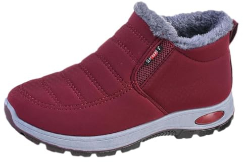 ticticlily Bottes Femme Thermiques Bottes de Randonnée Fourrées Bottes de Neige Casual Chaussures Chaudes Bottes Antidérapant Baskets A Rouge 37 EU