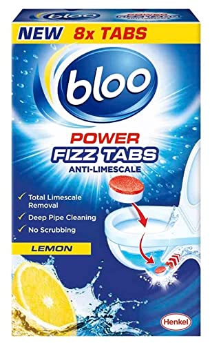 Bloo Power Fizz Tabs Anti-Limescale Drain Deep Cleaning Lemon, 8 x 25g