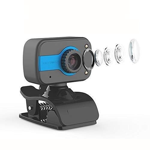 LED HD Web Camera Desktop Computer PC Video USB with Microphone Night Vision Laptop Webcam USB forVideo Calling Family Chat Conferencing Teaching Suitable for home compu (Blue)
