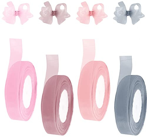 Oenothera 4 Rolle Geschenkband Breit, 20mm x 45m Jedes, Geschenkbänder, Schleifenband, Satinband, für Haarzöpfe Dekoration, Geschenkverpackung, Hochzeit, Party, Geburtstag, Weihnachten