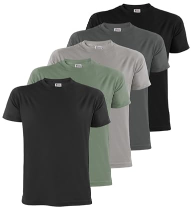 ALPIDEX T-Shirt Magliette da Uomo Confezione da 5 con Girocollo - Taglie S M L XL XXL 3XL 4XL 5XL, Taglia:M, Colore:Storm