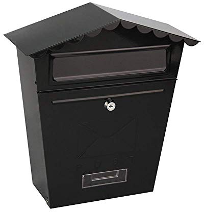 Wall Mount Letterboxes Postbox for Outside Post Box Home Wall-Mounted Mailbox Outdoor Garden Waterproof Newspaper Box Simple American Country Field Letterbox (Color : Black)