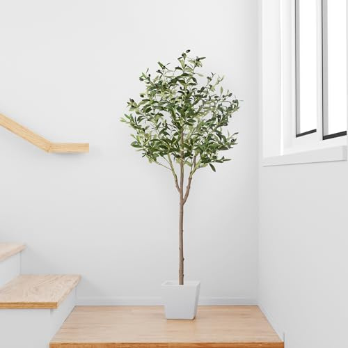 PASCH® Künstlicher Olivenbaum (150cm) - Stilvoll & Naturgetreu | Künstliche Pflanzen groß | Kunstpflanzen groß: Olive Tree | Olivenbaum künstlich groß für EIN mediterranes Ambiente