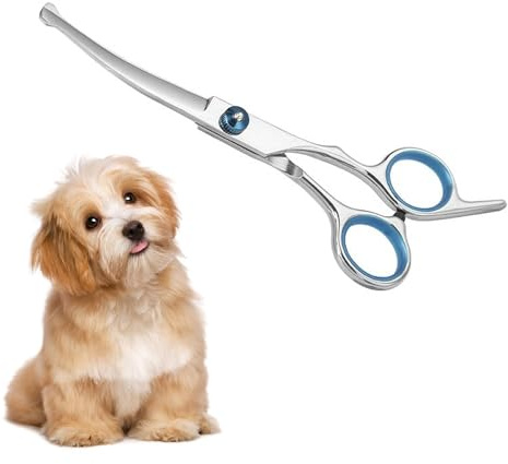 DOETYD Pet Grooming Scissors, Upper Curved Pet Grooming Scissors Set with Safety Rounded Tips, 6.7-Inch, Stainless Steel, Pet Cat and Dog Hair Trimming, Professional Pet Hair Care Tool.