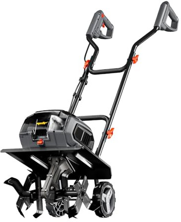 Mellif Cordless Garden Tiller/Cultivator Compatible with Dewalt 20v Max Battery (Tool Bare) 14.2'' Width 8.7'' Depth 16 Steel Tines, Electric Rototiller Brushless Foldable with Adjustable Wheels