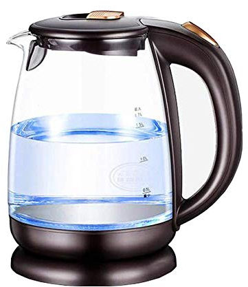 Hervidor eléctrico de 1,8 l, hervidor de agua de cristal para té y agua, calentador de agua caliente inalámbrico con iluminación LED, apagado automático y protección de ebullición en seco, ebullición