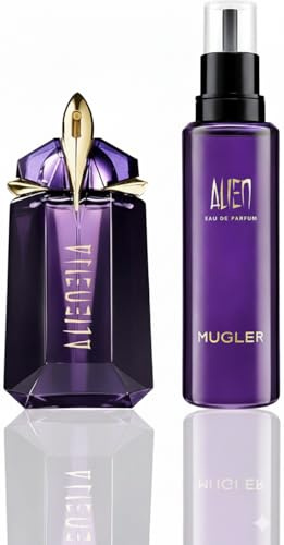 MUGLER Alien Eau De Parfum Para Mujer, Ambarino, Amaderado y Floral, Fragancia Excepcional, Recargable, 60 ml + MUGLER Alien Eau De Parfum Recarga, 100 ml