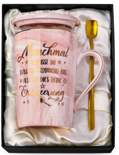 Biching Dankeschön Geschenke für Frauen Freundin Geburtstagsgeschenke für Frauen Mama Schwester Beste Freundin Valentinstag Geschenke 400ml Kaffeetasse aus Marmor Exquisite Geschenkbox