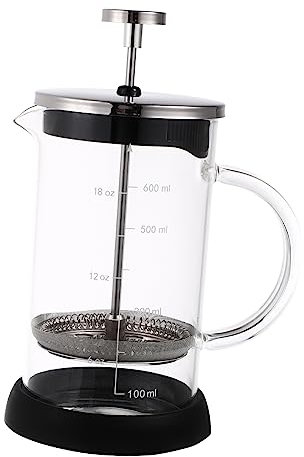 COLLBATH Cafetière à Piston Manuelle 600ml En Verre Épais Avec Balance, Filtre Démontable, Pour Usage Domestique, Infusion Café Et Thé