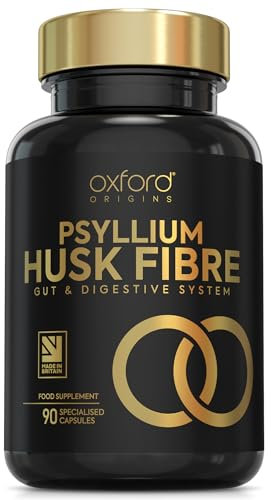 Advanced Psyllium Husk Fibre Supplement 4200mg | Made in The UK | 2 per Day Psyllium Husks Capsules w/Inulin & Probiotics | Natural Laxatives for Constipation Relief for Adults | 90 Capsules