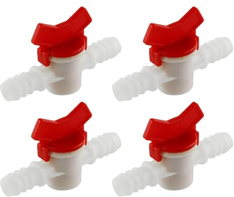 Supertool 4PCS Barbed Ball Valve, 10mm Barb Connector, POM Body, White, Black